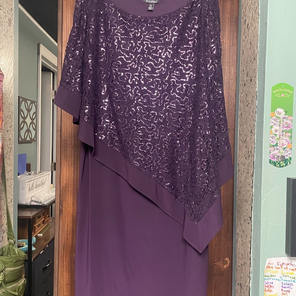 Roz & Ali Purple Sequin Asymmetrical Sheath Dress